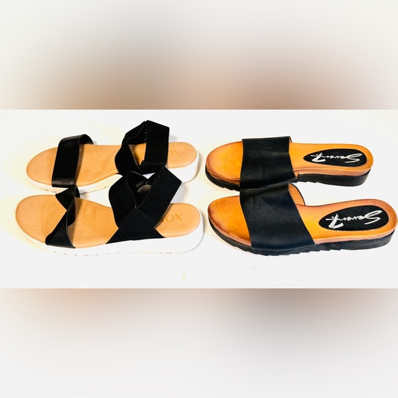 2 PAIR Women’s Size 9 Slide Sandals with Wedge Heel - Lightly Worn - Picture 8 of 8